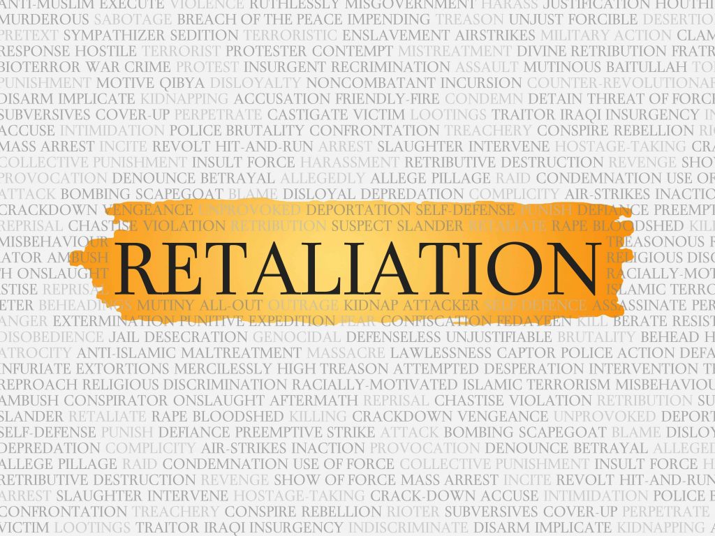 The word retaliation highlighted